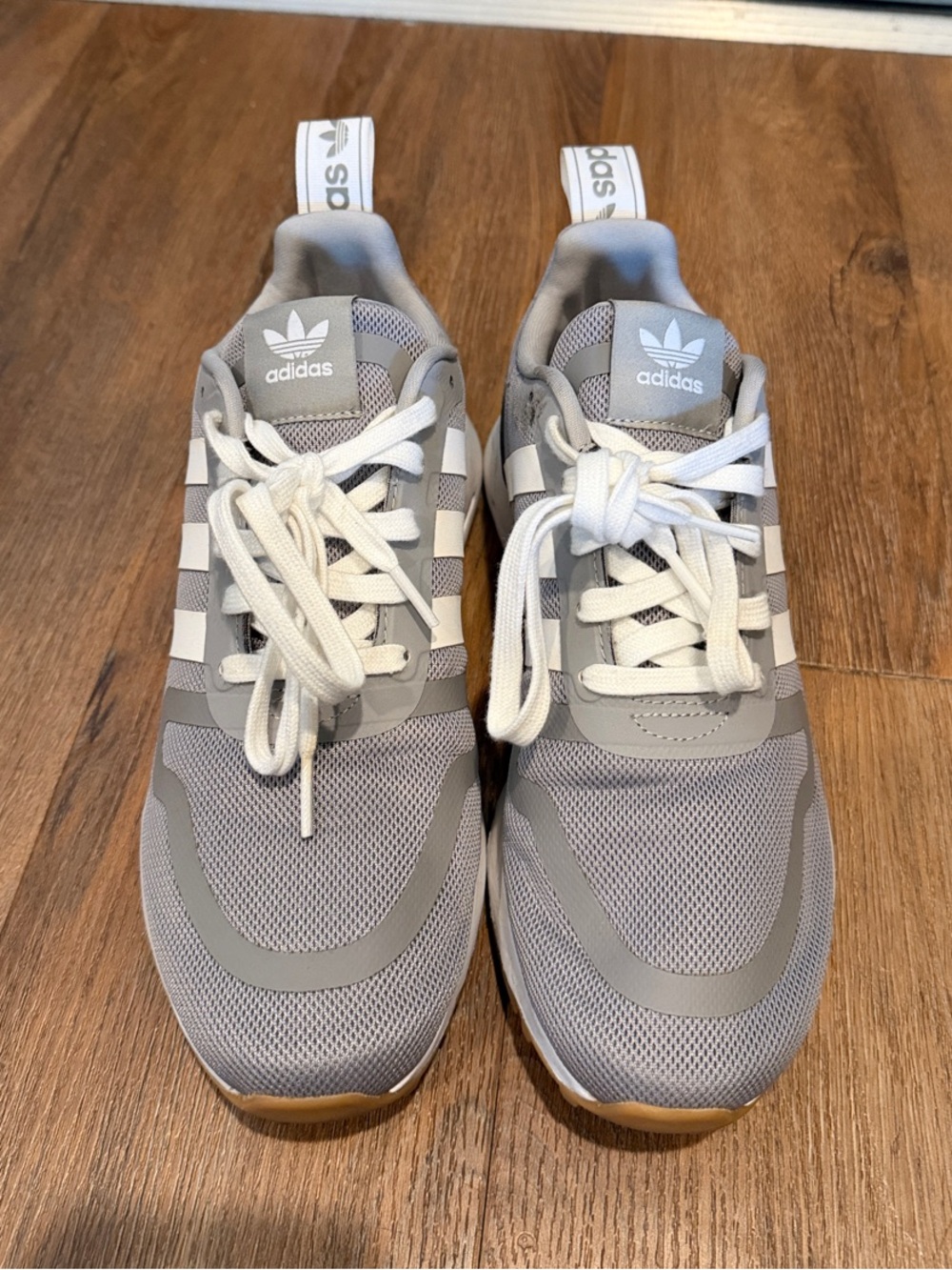 adidas Light Gray and White Mesh Runner Sneakers